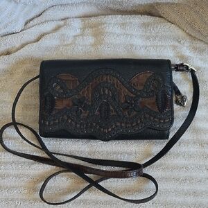 Luxurious Brighton Black and Brown Purse with Intricate Design